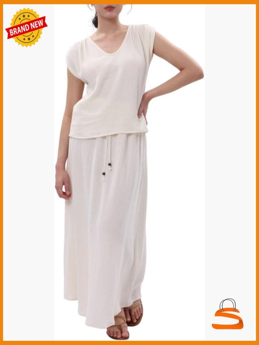 Crepe Cotton Gauze 2 Piece Skirt Set Summer Lounge Wear Women's